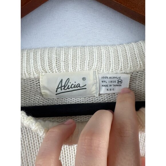 Alicia White Acrylic Sweater Medium Size - Picture 3 of 4